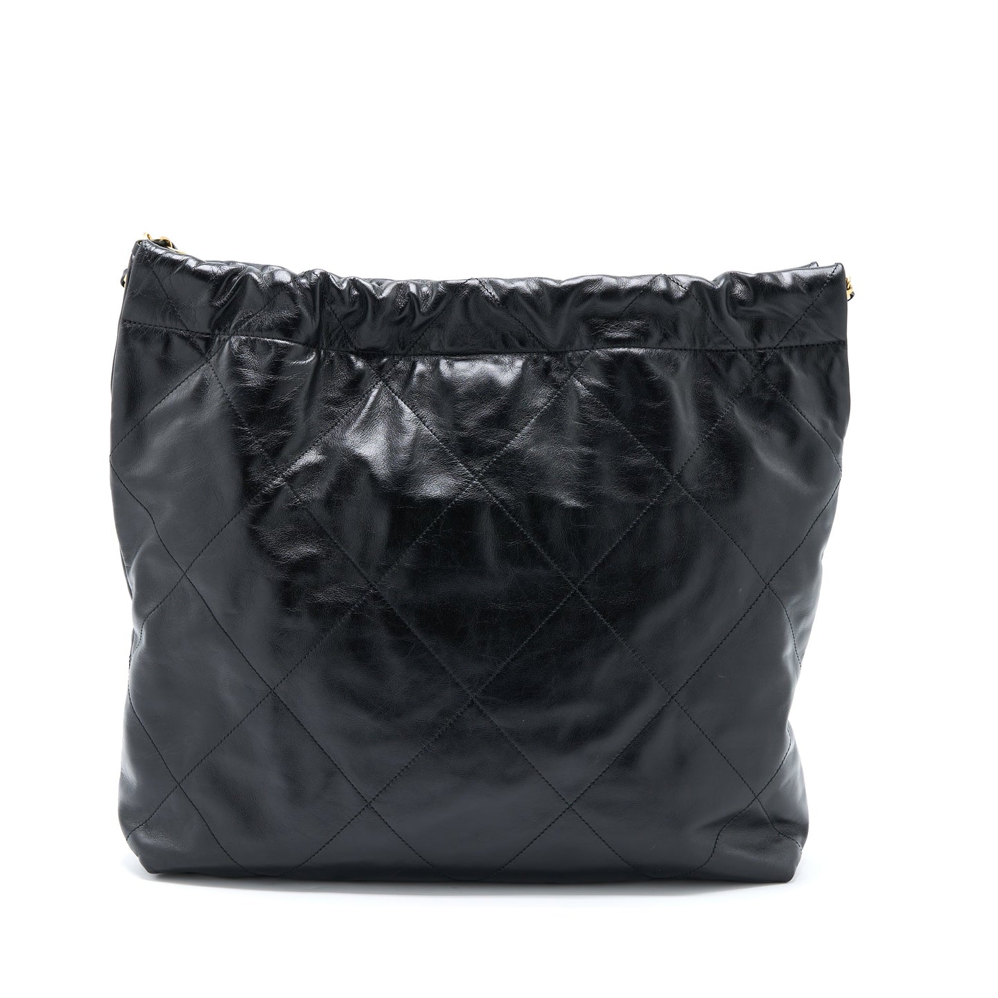 Chanel Medium 22 Bag Shiny Calfskin Black Brushed  (Microchip)