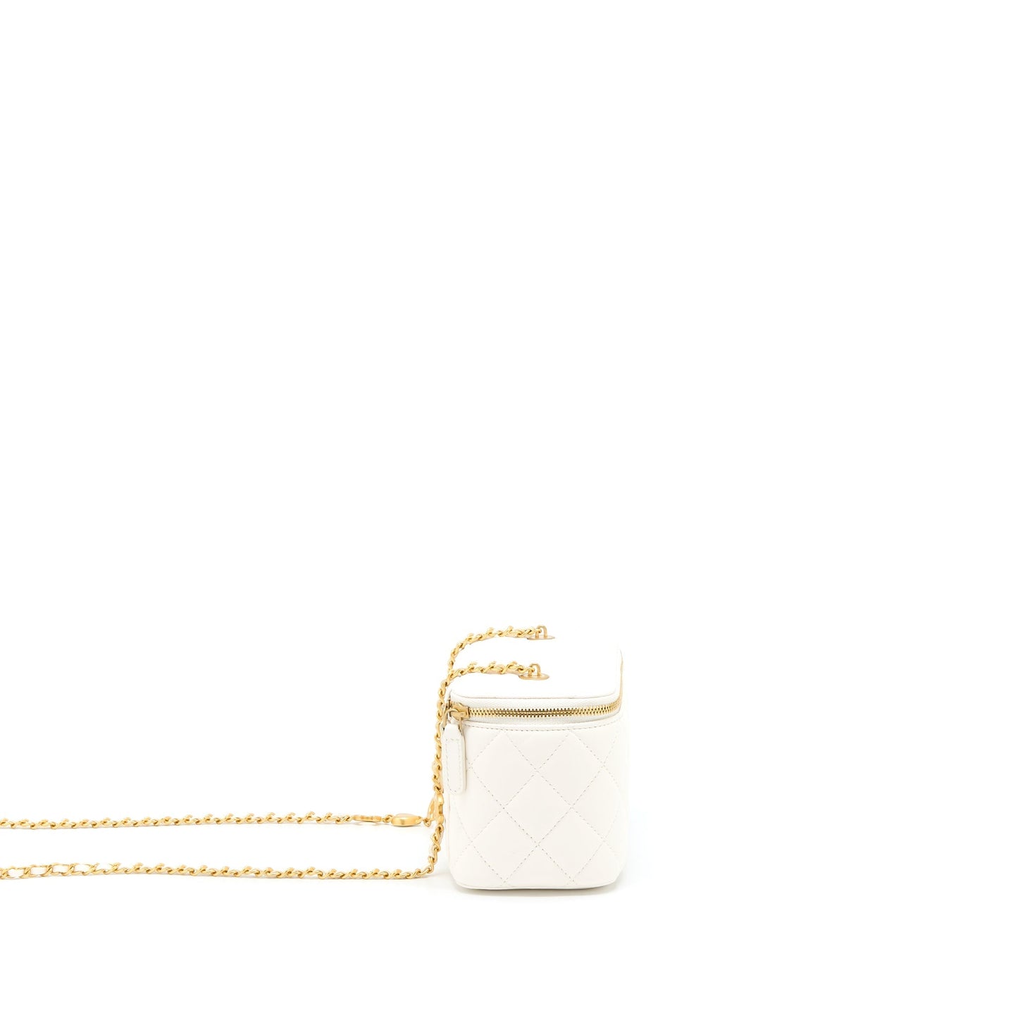 Chanel Coco Letter Long Vanity with Chain Lambskin White