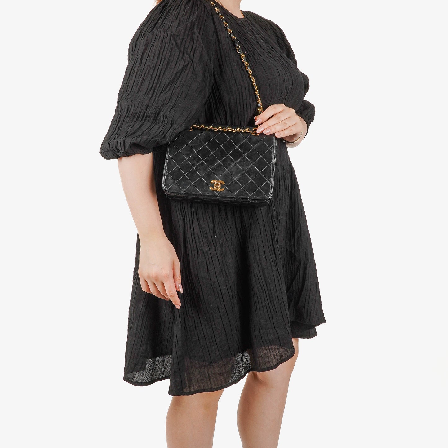 Chanel Full Flap Bag Black Quilted Lambskin 24K Gold-Plated Hardware