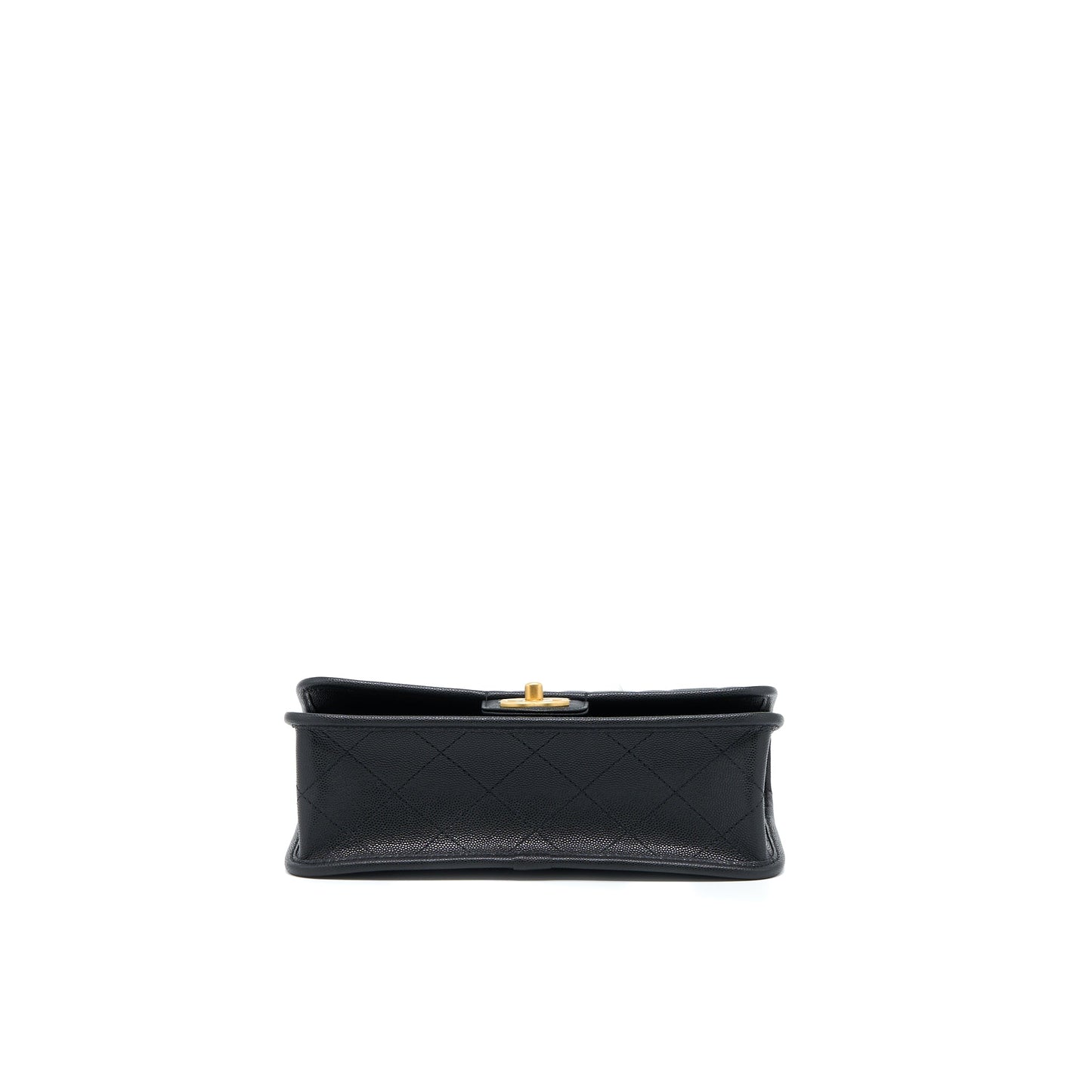 Chanel 22K Top Handle Messenger Bag Caviar Black Brushed  (Microchip)