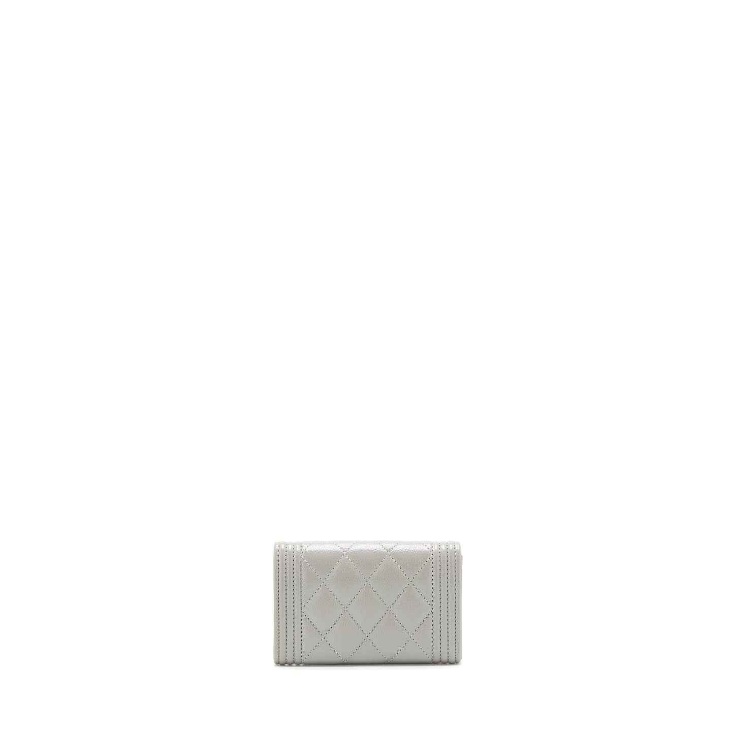 Chanel Boy Flap card holder Caviar light Grey L