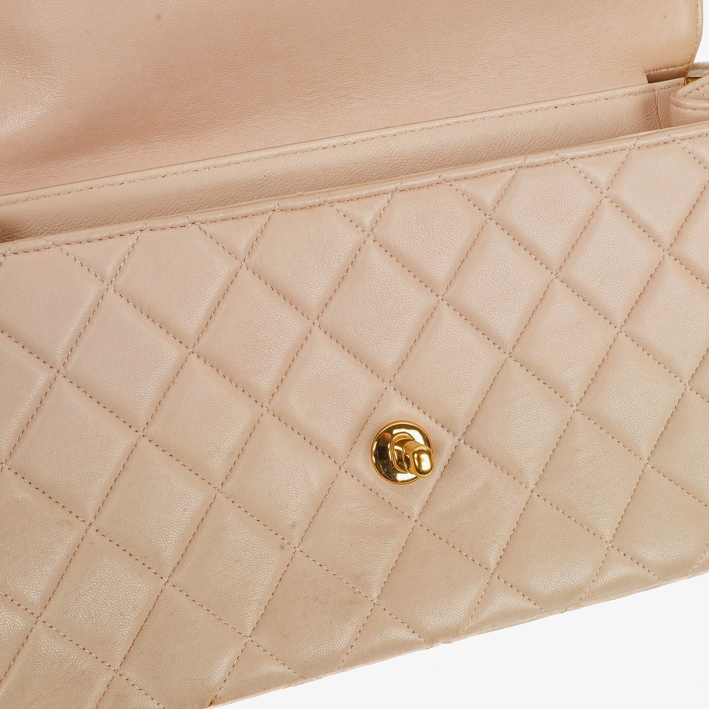 Chanel Double-Sided Flap Bag Beige Leather 24k Gold-Plated Hardware