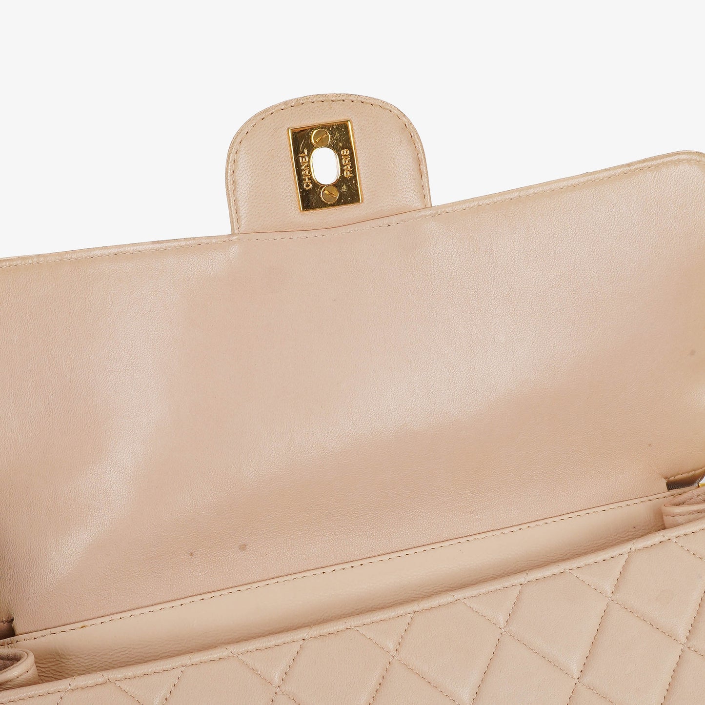 Chanel Double-Sided Flap Bag Beige Leather 24k Gold-Plated Hardware