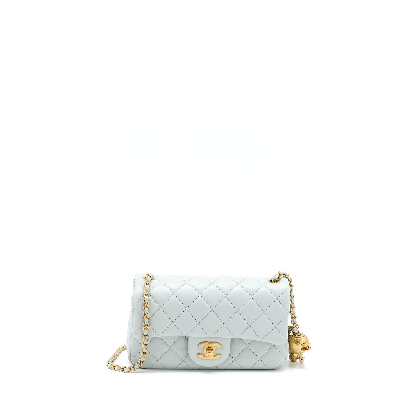Chanel 23C Pearl Crush Mini Rectangular Lambskin Light Grey Brushed  (Microchip)
