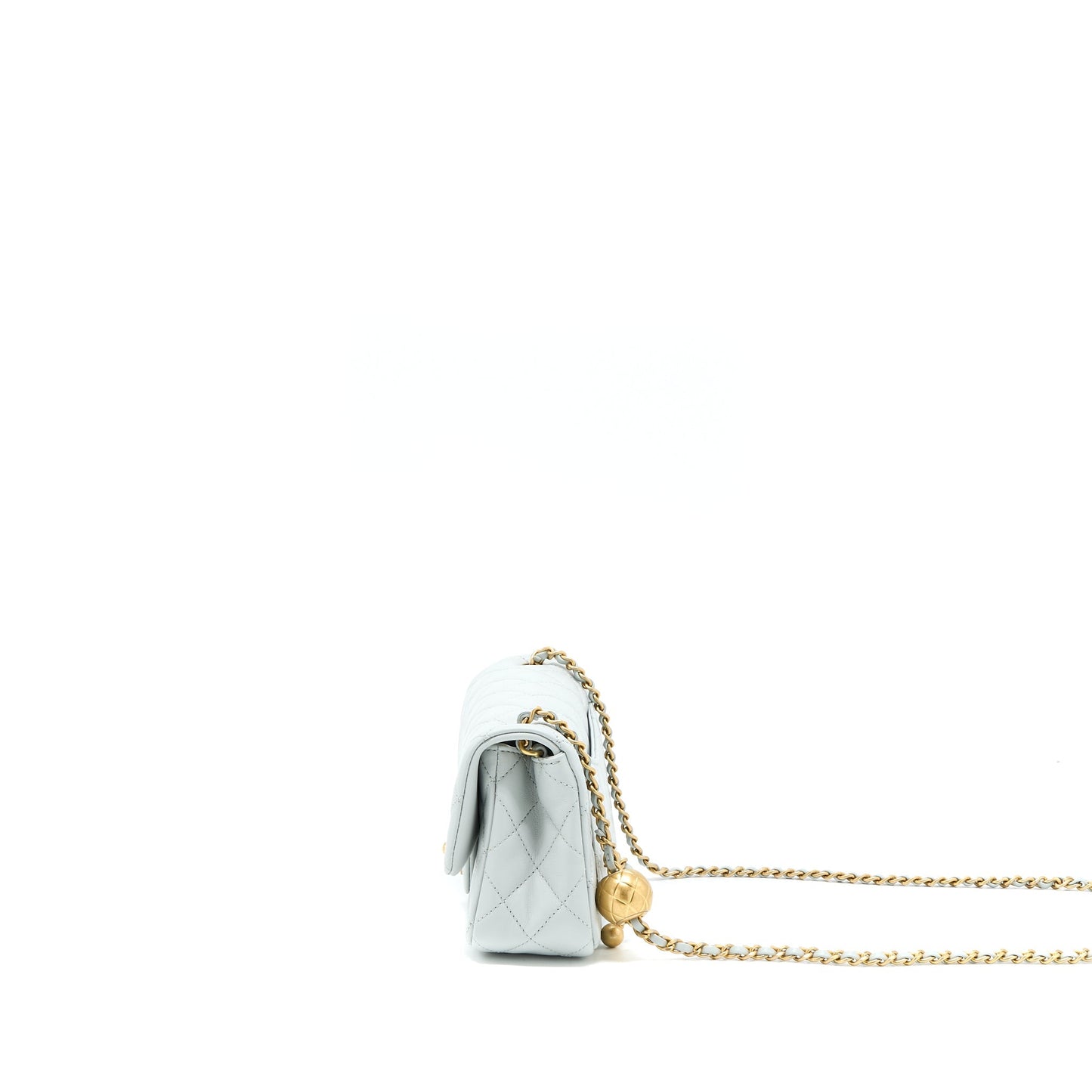 Chanel 23C Pearl Crush Mini Rectangular Lambskin Light Grey Brushed  (Microchip)