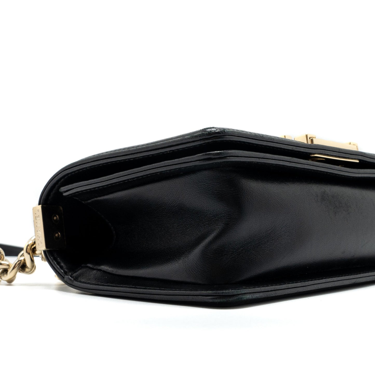Chanel Small Chevron Boy Bag Lambskin Black