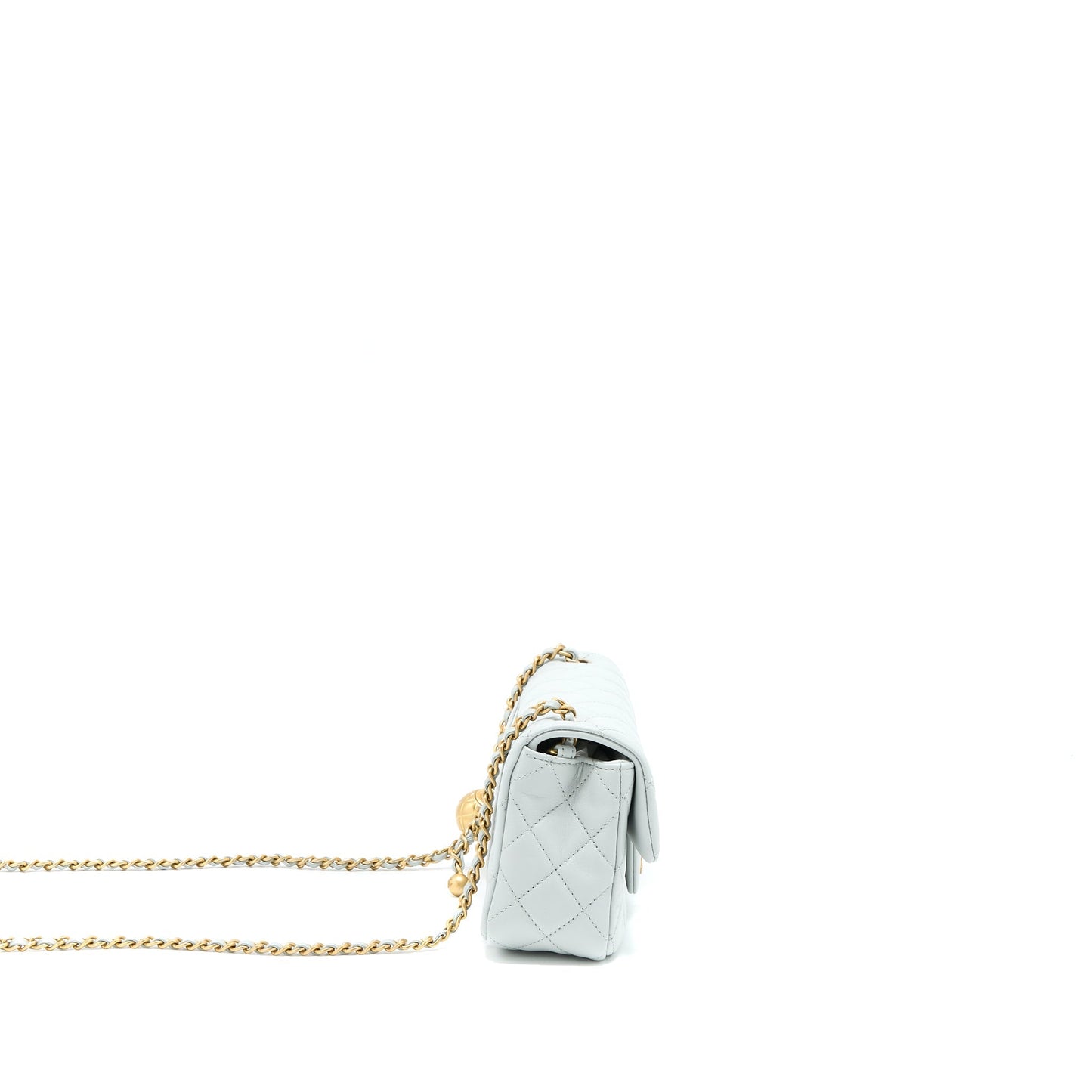 Chanel 23C Pearl Crush Mini Rectangular Lambskin Light Grey Brushed  (Microchip)