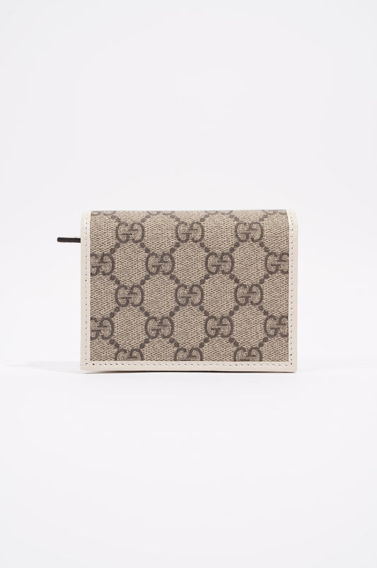 Gucci Womens Horsebit 1955 Wallet Cream / Brown Canvas / Leather Small
