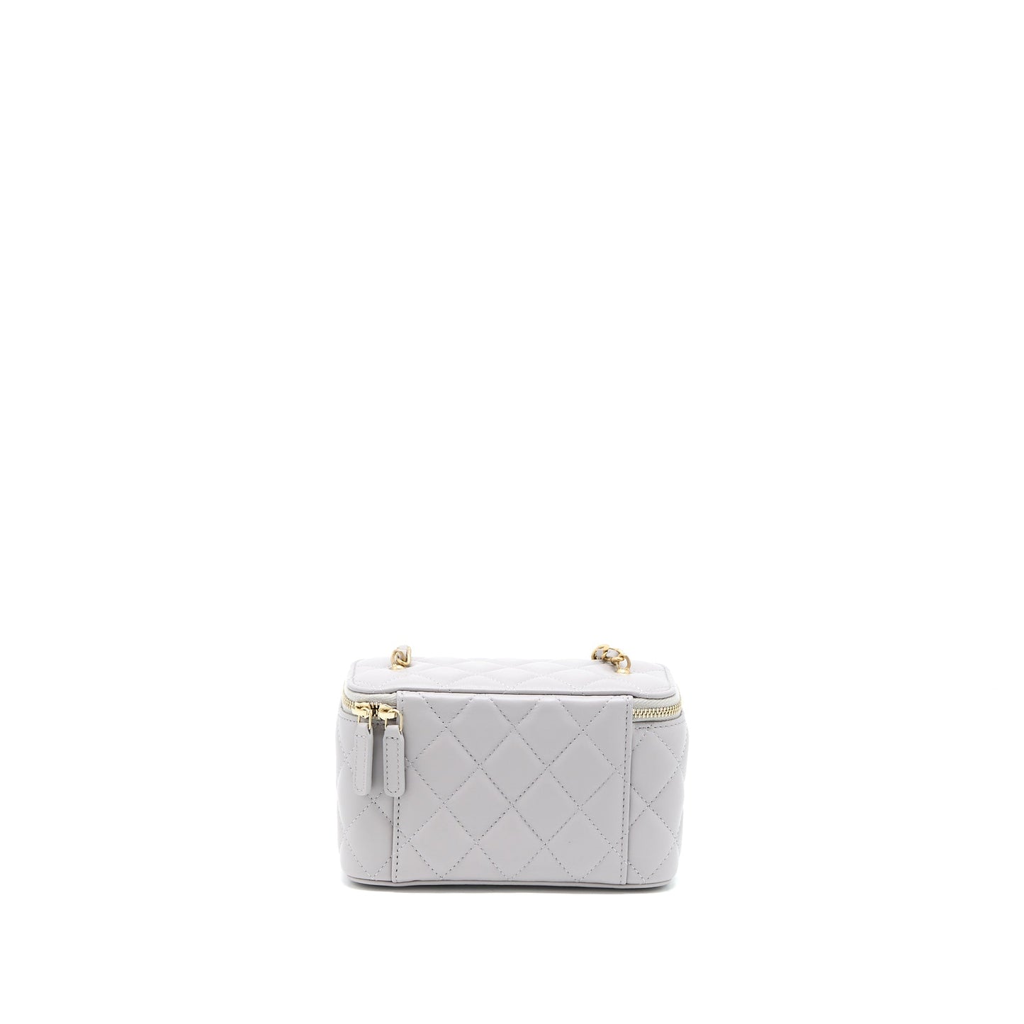 Chanel 22B Pearl Crush Long Vanity with Chain Lambskin Grey