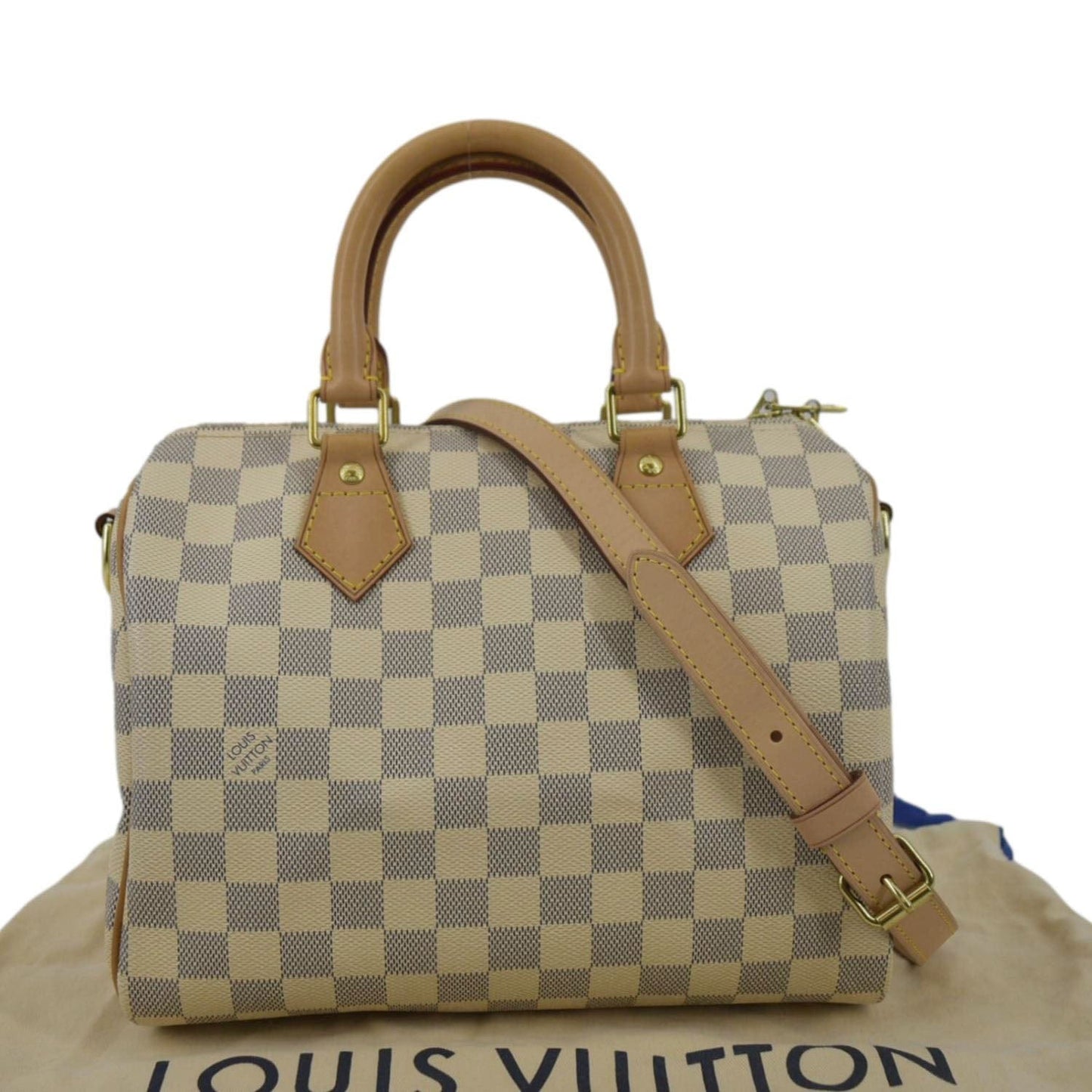 LOUIS VUITTON  25 Bandouliere Damier Azur Satchel Bag White