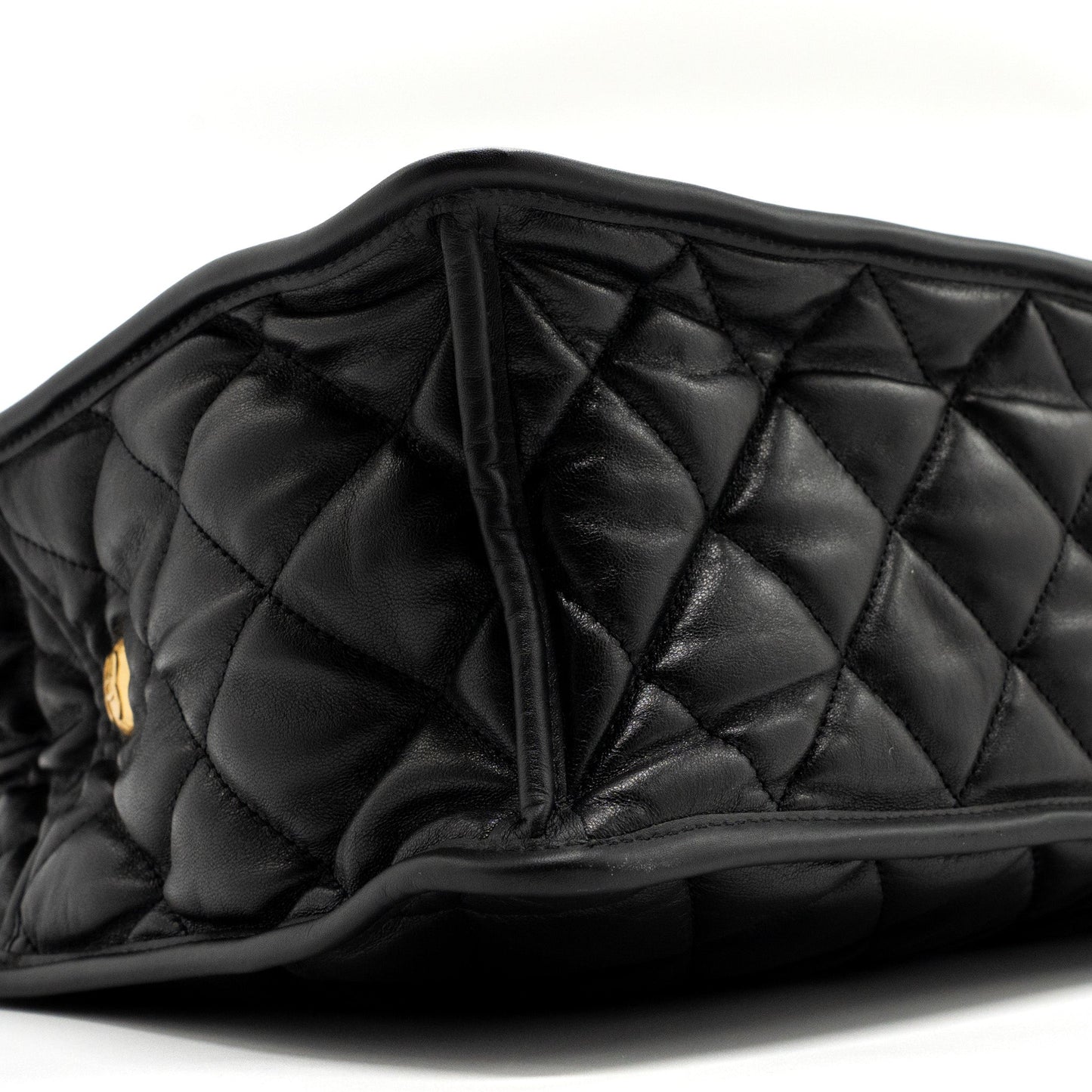 Chanel large tote bag Lambskin black brushed