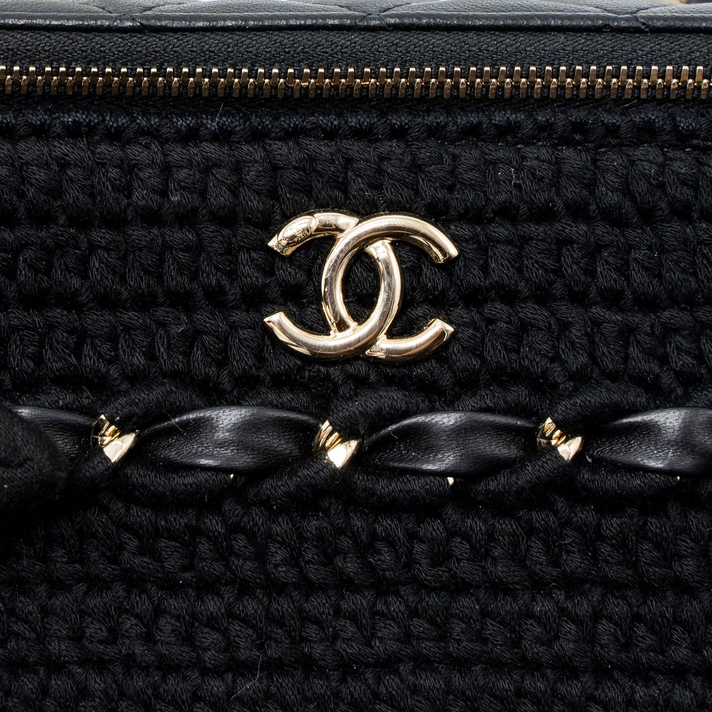 Chanel Long Vanity with Giant Chain Tweed/Lambskin Black L