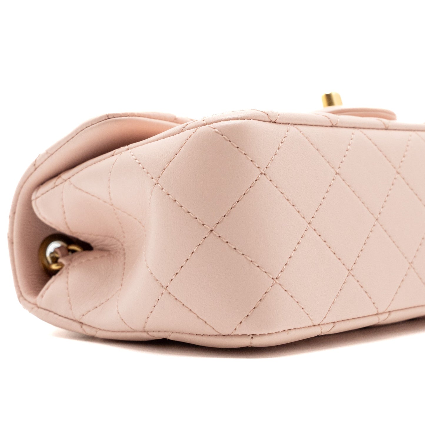Chanel 23K pearl crush mini rectangular flap bag lambskin light pink  (Microchip)