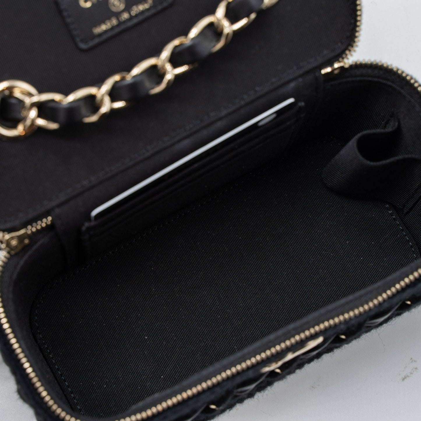 Chanel Long Vanity with Giant Chain Tweed/Lambskin Black L