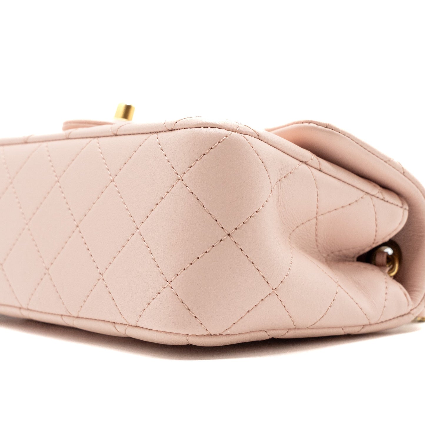 Chanel 23K pearl crush mini rectangular flap bag lambskin light pink  (Microchip)