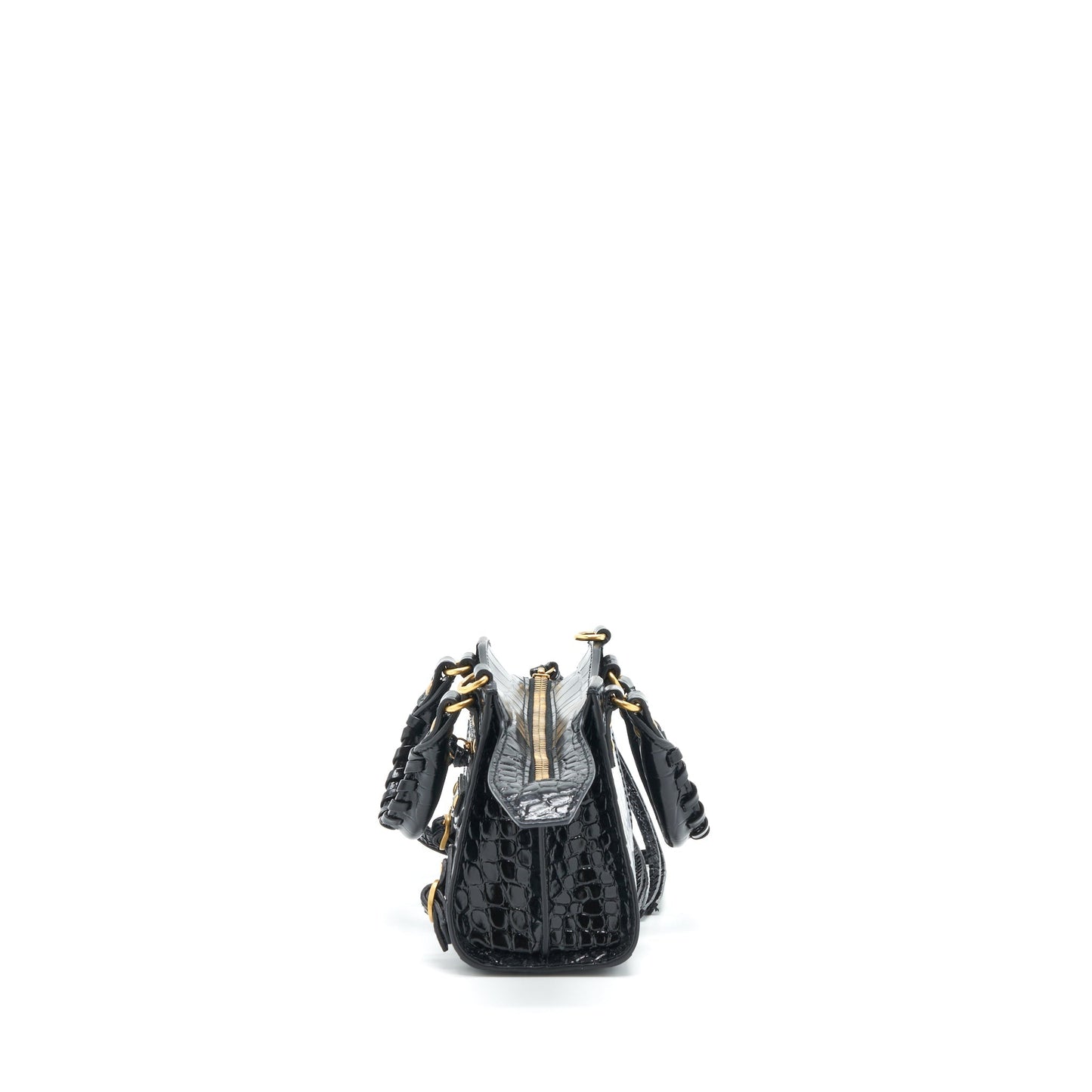 Balenciaga Nano Neo Classic City Purse Crocodile-Embossed Calfskin Black