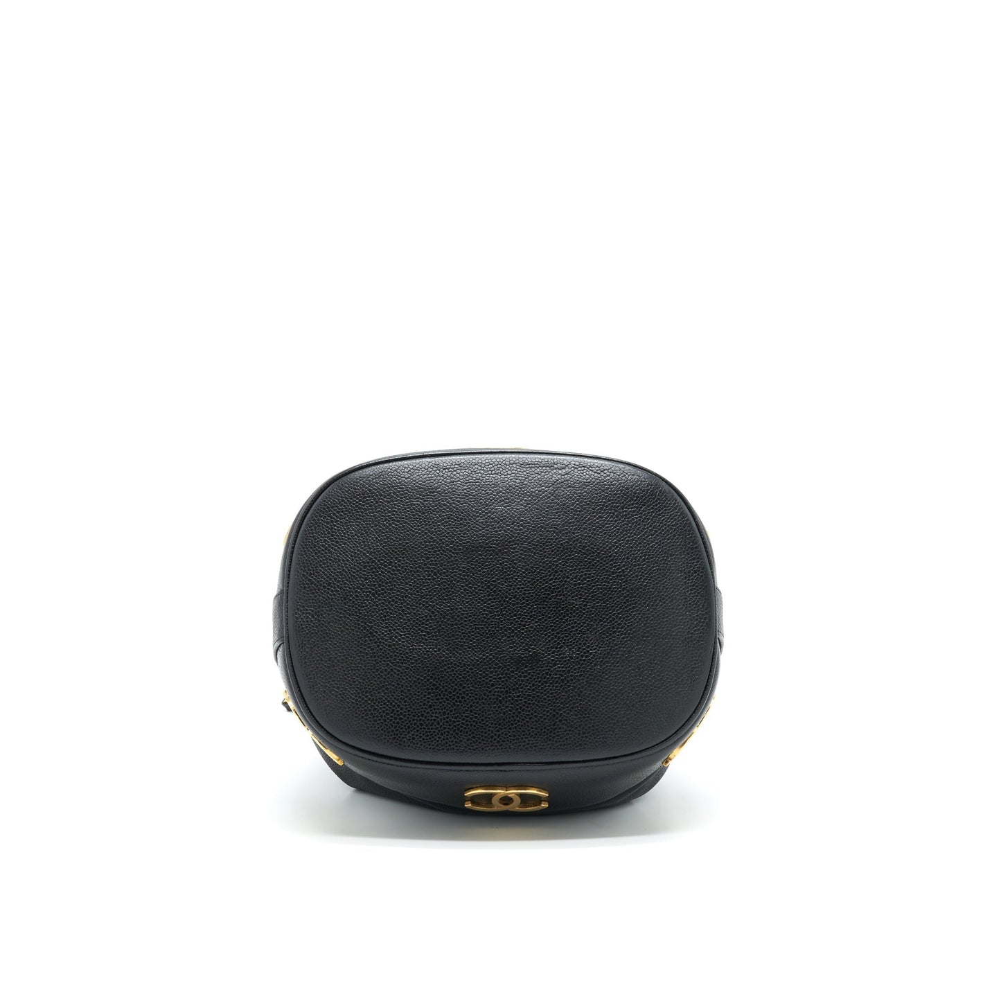 CHANEL  CC Logo Pearl Crush Caviar Bucket Bag Black