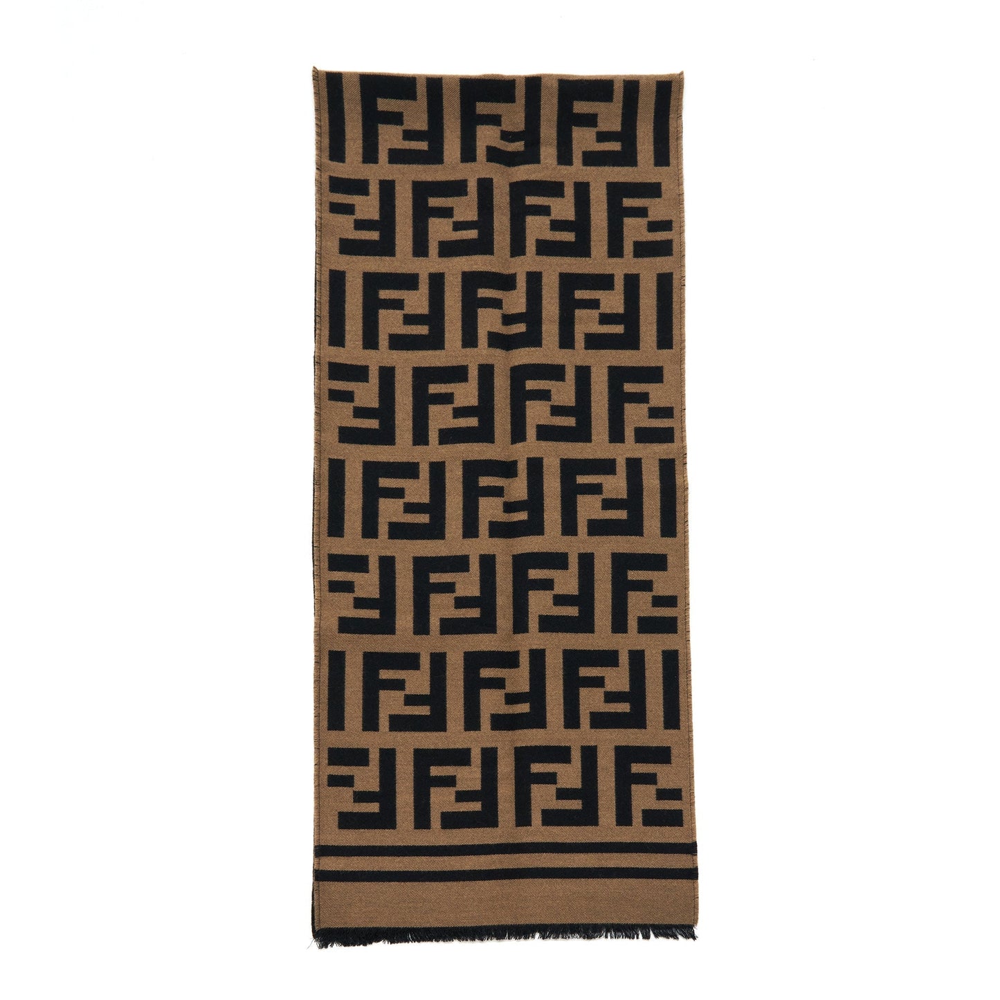 Fendi Wool And Silk Scarf 180x35cm Black/Brown