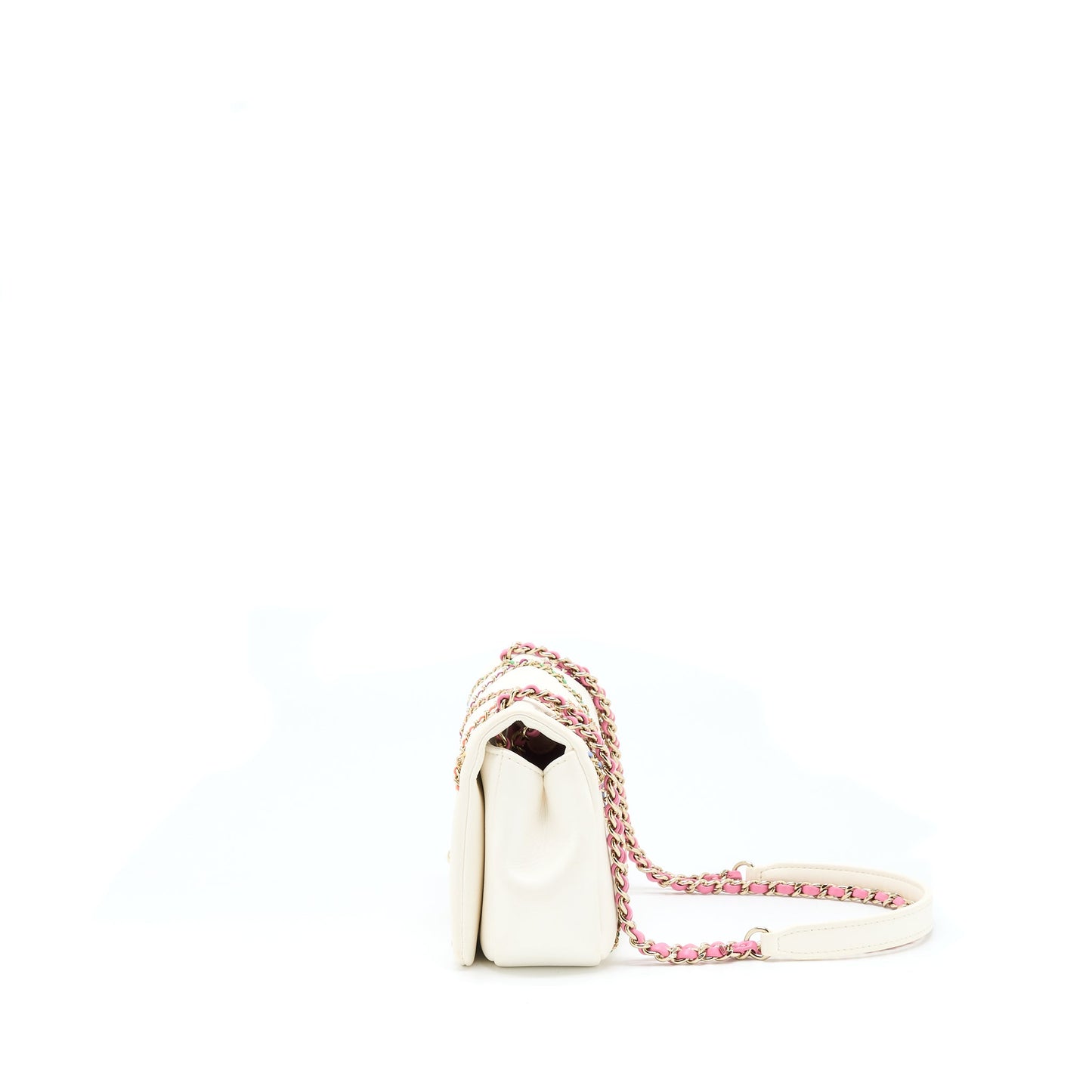 Chanel Small Flap Bag Lambskin White/Multicolor L