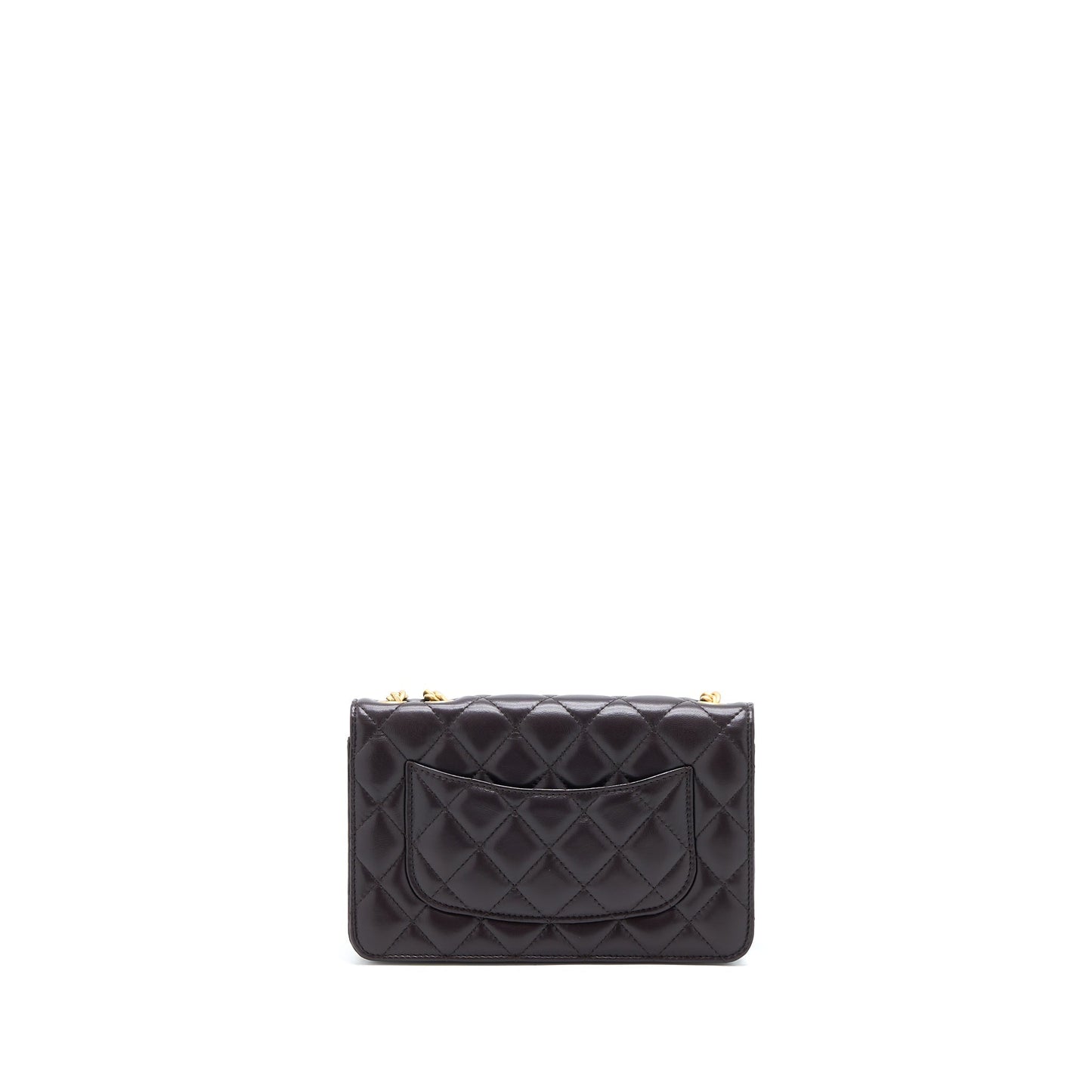 Chanel Gold Pillar Wallet On Chain Lambskin Dark Brown Brushed (Microchip)