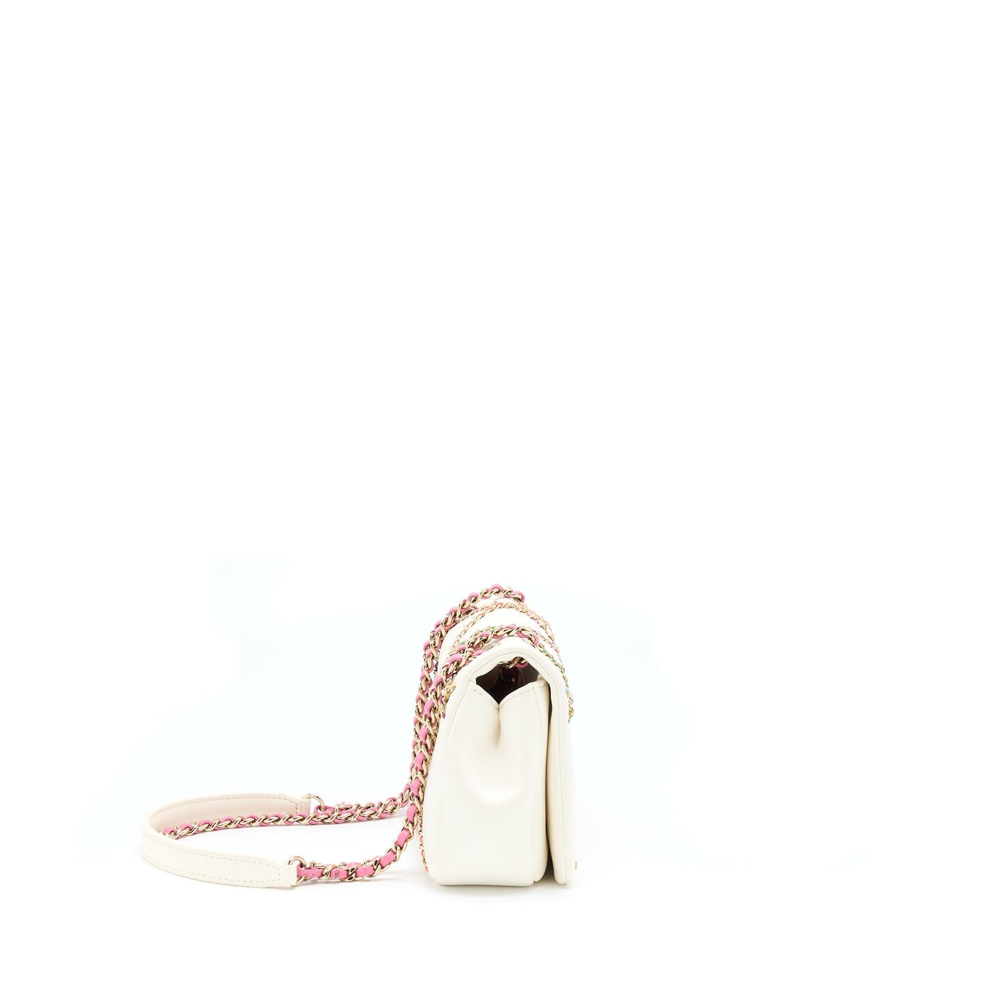 Chanel Small Flap Bag Lambskin White/Multicolor L
