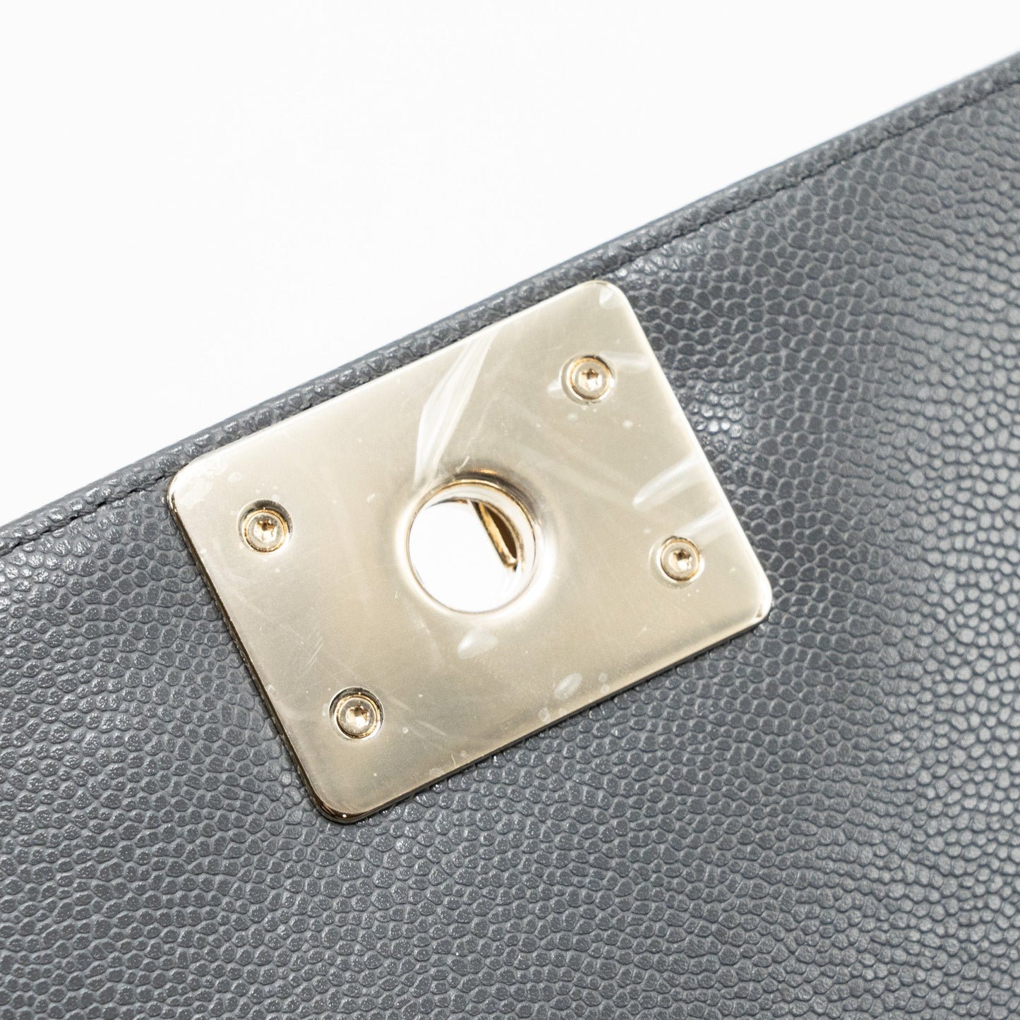 Chanel small boy bag caviar grey L (microchip)
