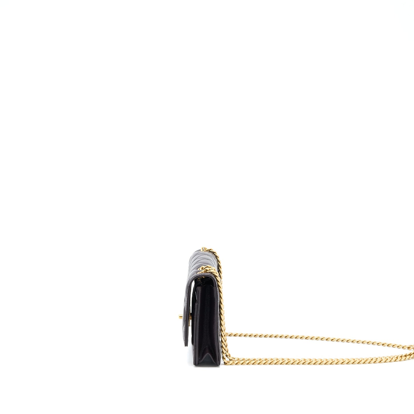 Chanel Gold Pillar Wallet On Chain Lambskin Dark Brown Brushed (Microchip)