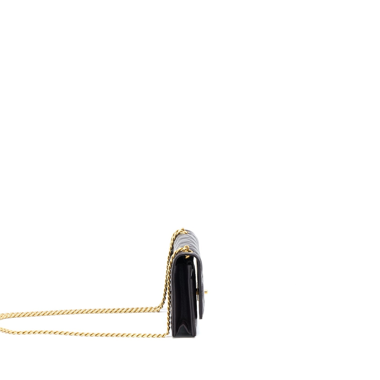 Chanel Gold Pillar Wallet On Chain Lambskin Dark Brown Brushed (Microchip)