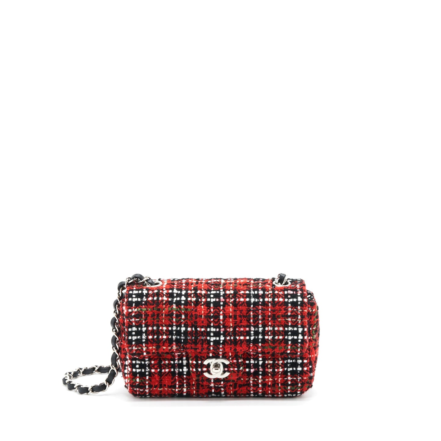 Chanel Mini Rectangular Flap Bag Tweed Red/ Black
