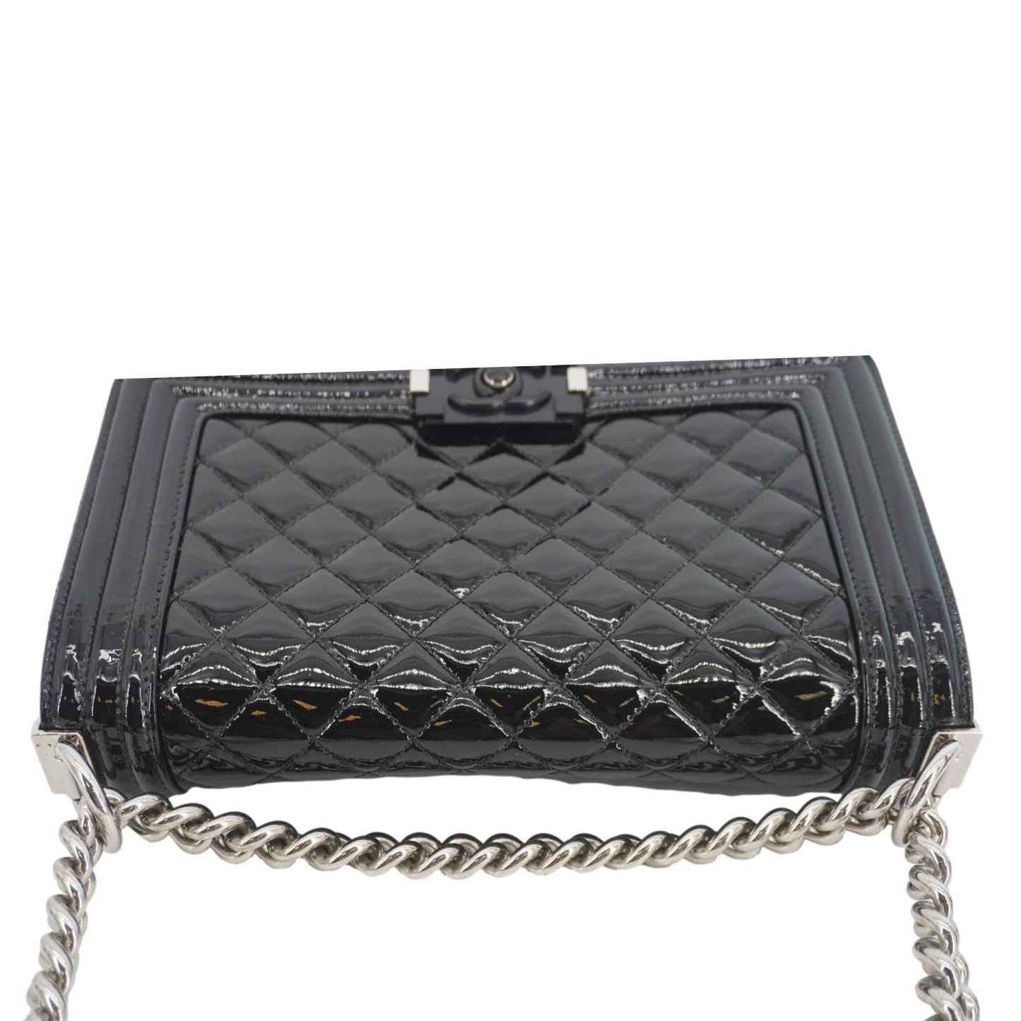CHANEL Boy Flap Medium Plexiglass Patent Leather Crossbody Bag Black