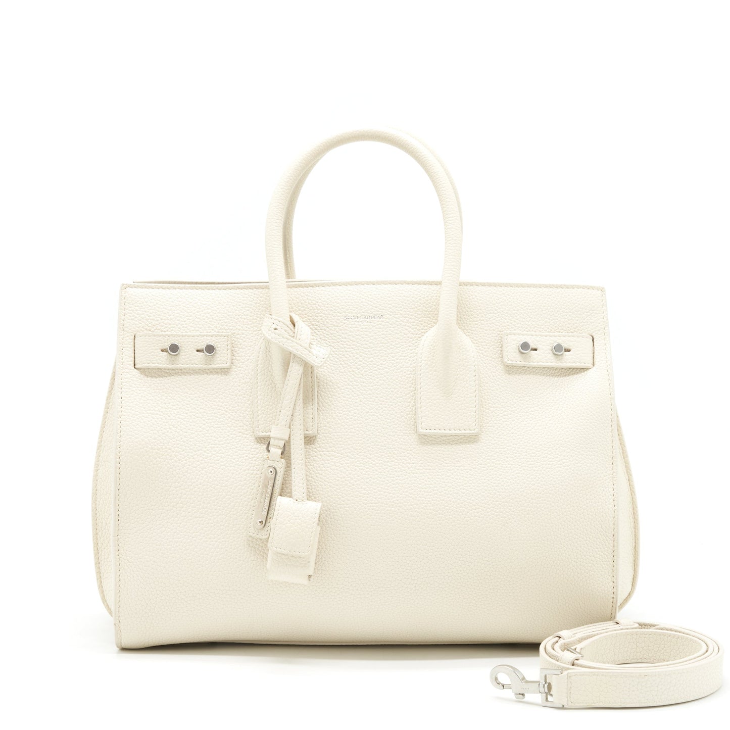 Saint Laurent () Sac De Jour Tote Purse Calfskin White