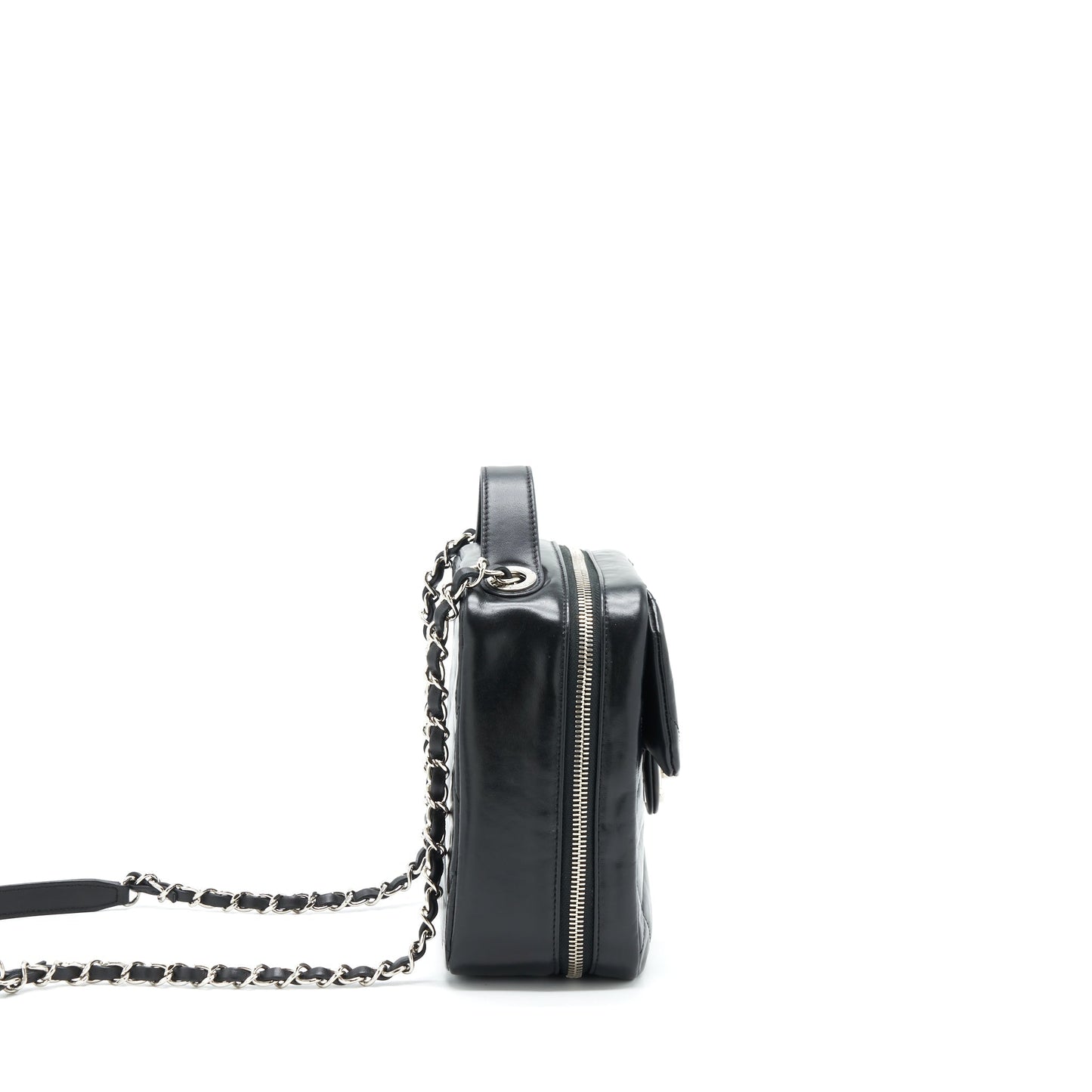 Chanel Quilted Vertical Top Handle Bag Calfskin Black