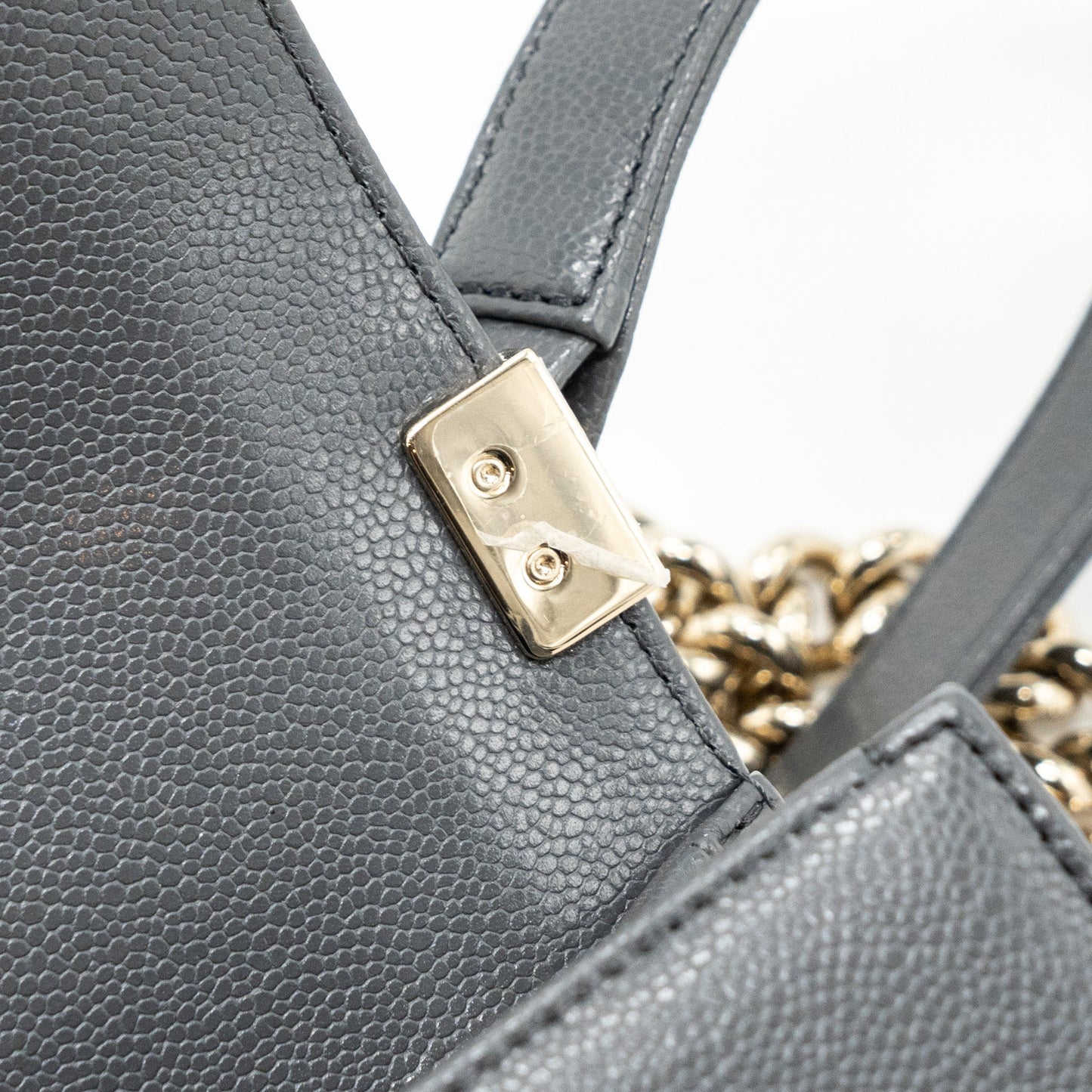 Chanel small boy bag caviar grey L (microchip)