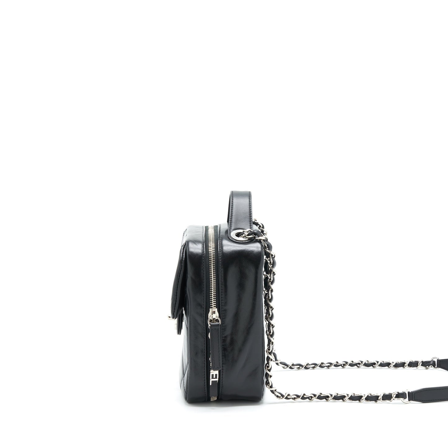 Chanel Quilted Vertical Top Handle Bag Calfskin Black