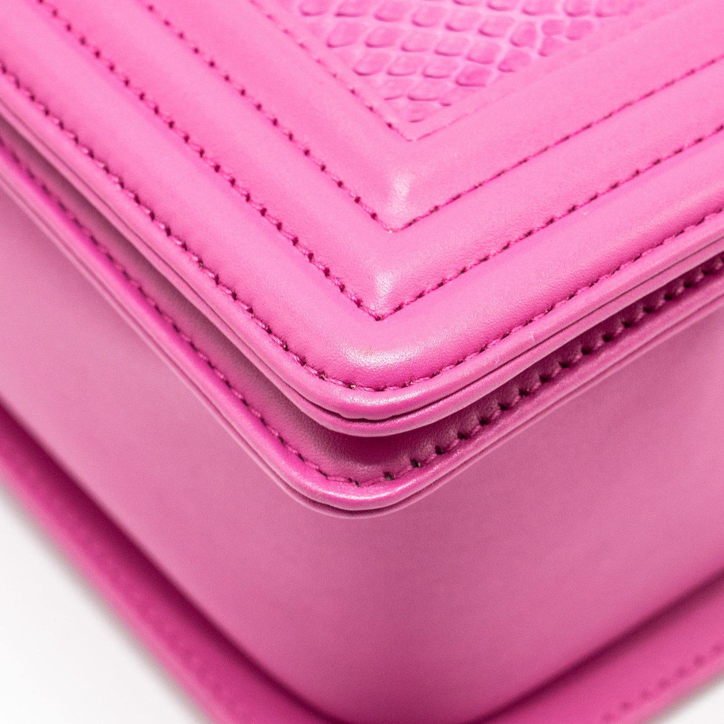 Chanel Medium Boy Flap Bag Python Pink Brushed