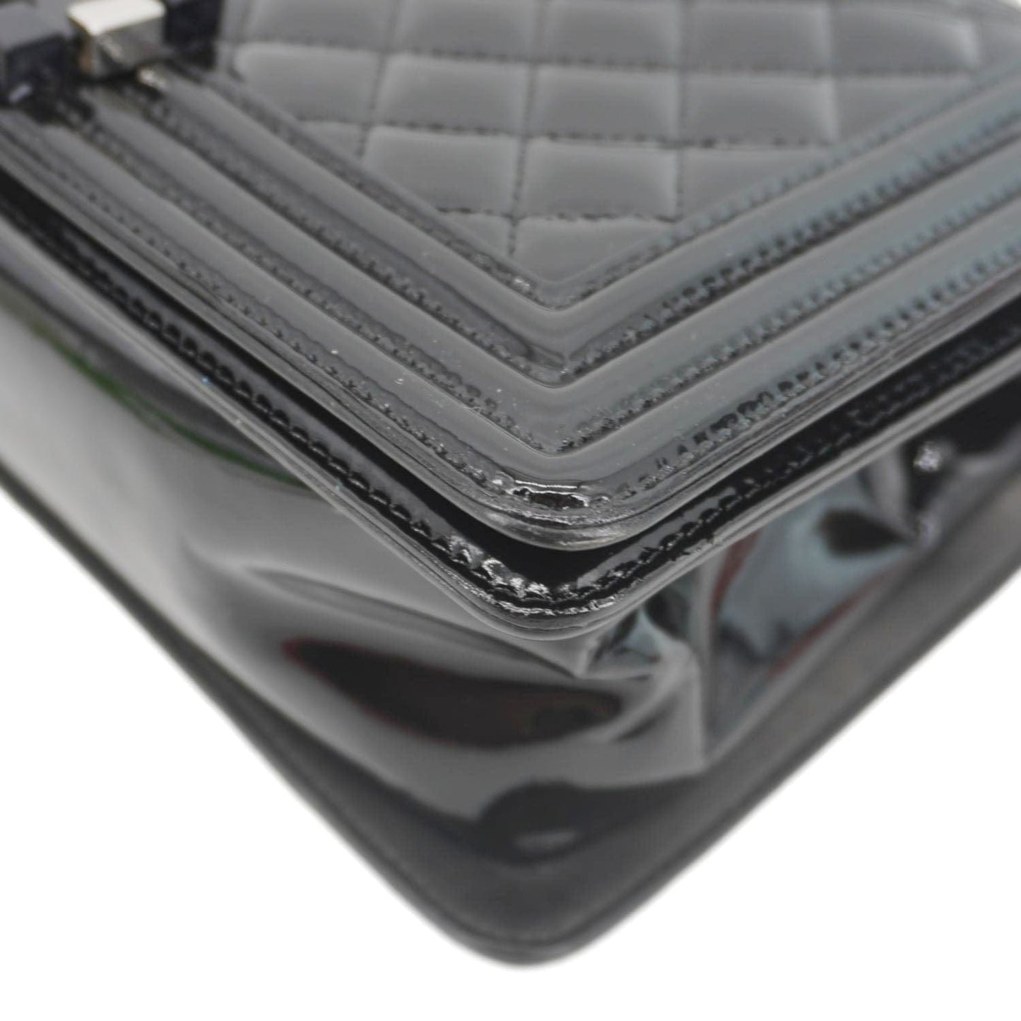 CHANEL Boy Flap Medium Plexiglass Patent Leather Crossbody Bag Black