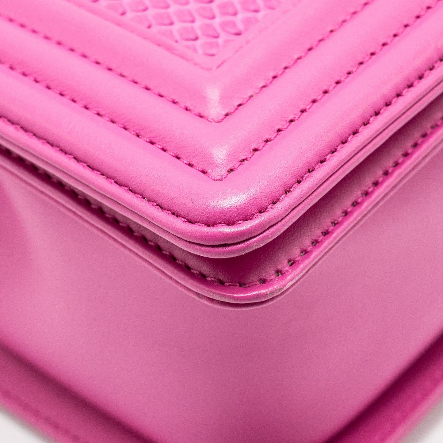 Chanel Medium Boy Flap Bag Python Pink Brushed