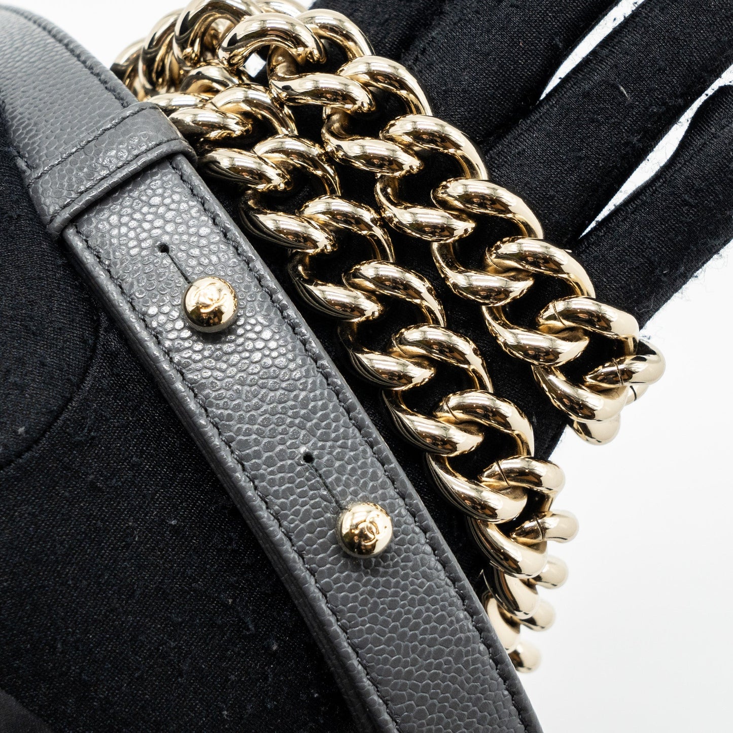 Chanel small boy bag caviar grey L (microchip)