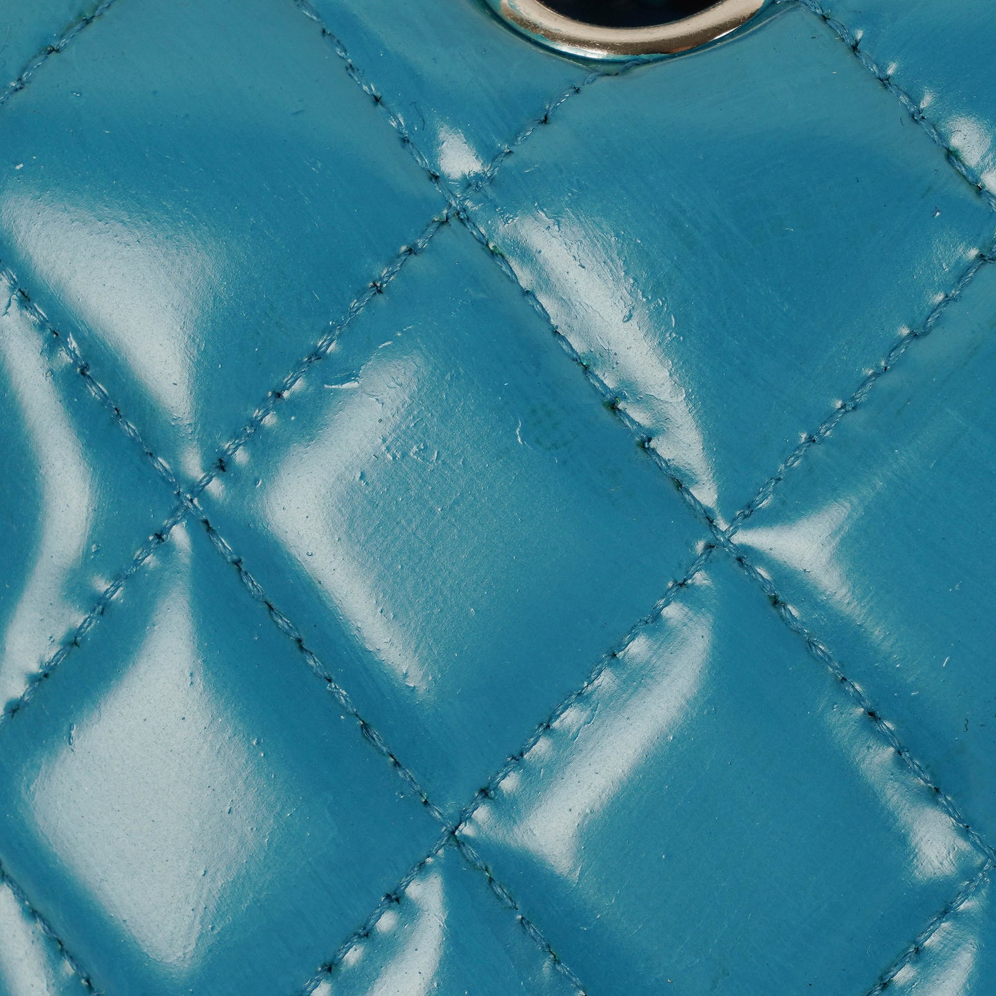 Chanel Medium Clasic Double Flap Blue Patent Quilted Leather With Silver-tone Hardware