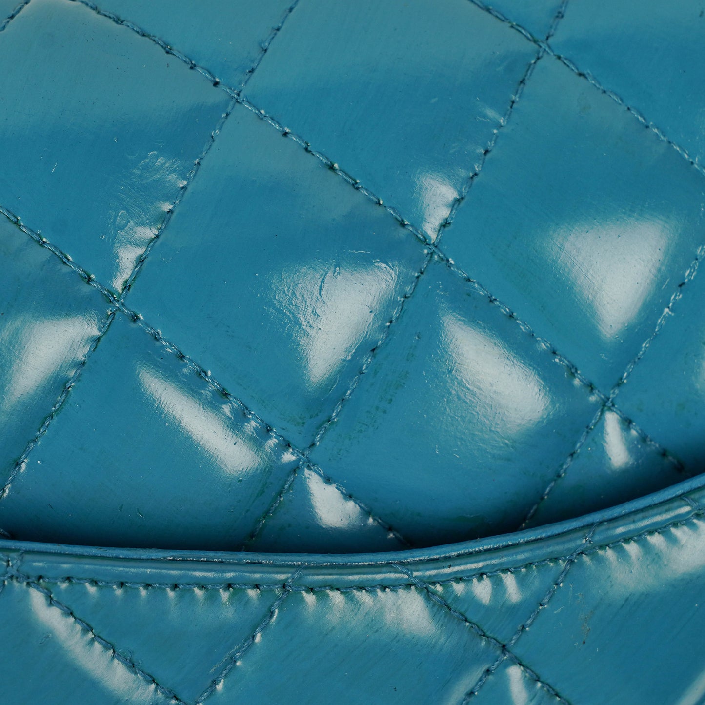Chanel Medium Clasic Double Flap Blue Patent Quilted Leather With Silver-tone Hardware