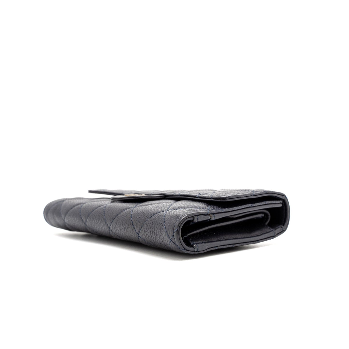 Chanel Classic Quilted Flap Long Wallet Caviar Dark Blue