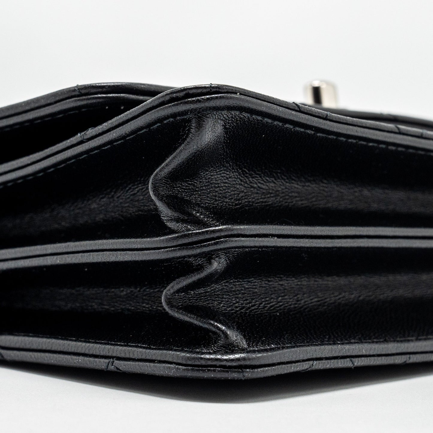 Chanel Top Handle Mini Wallet On Chain Flap Bag Lambskin Black  (Microchip)