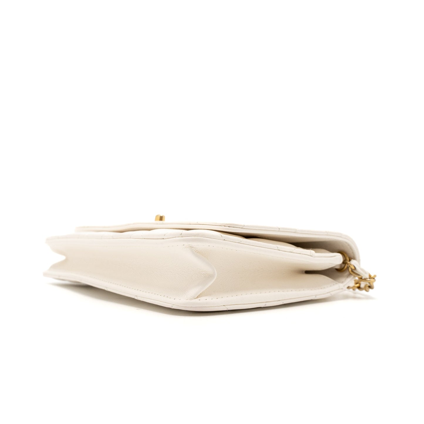 Chanel Pearl Crush Wallet on Chain Lambskin White Brushed  (Microchip)