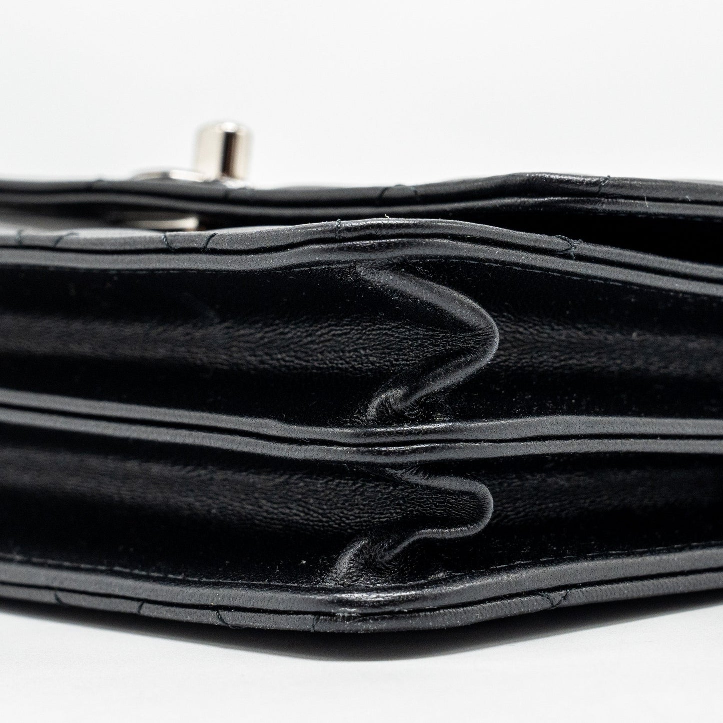 Chanel Top Handle Mini Wallet On Chain Flap Bag Lambskin Black  (Microchip)