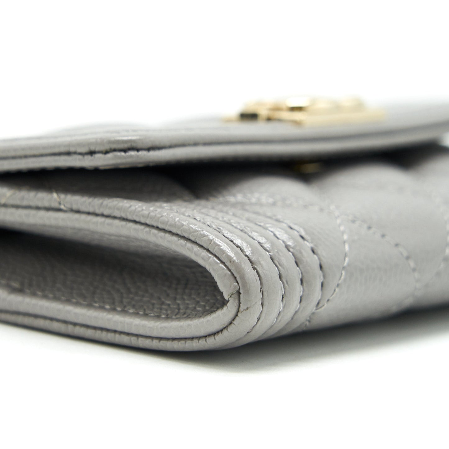 Chanel Boy Flap card holder Caviar light Grey L