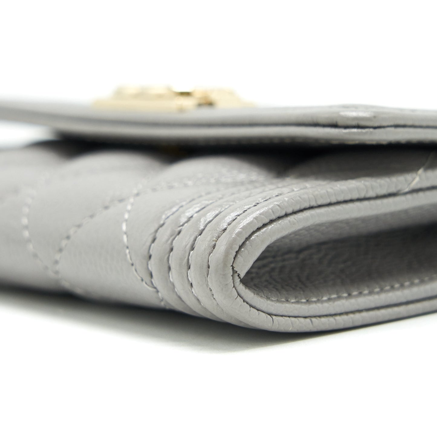 Chanel Boy Flap card holder Caviar light Grey L