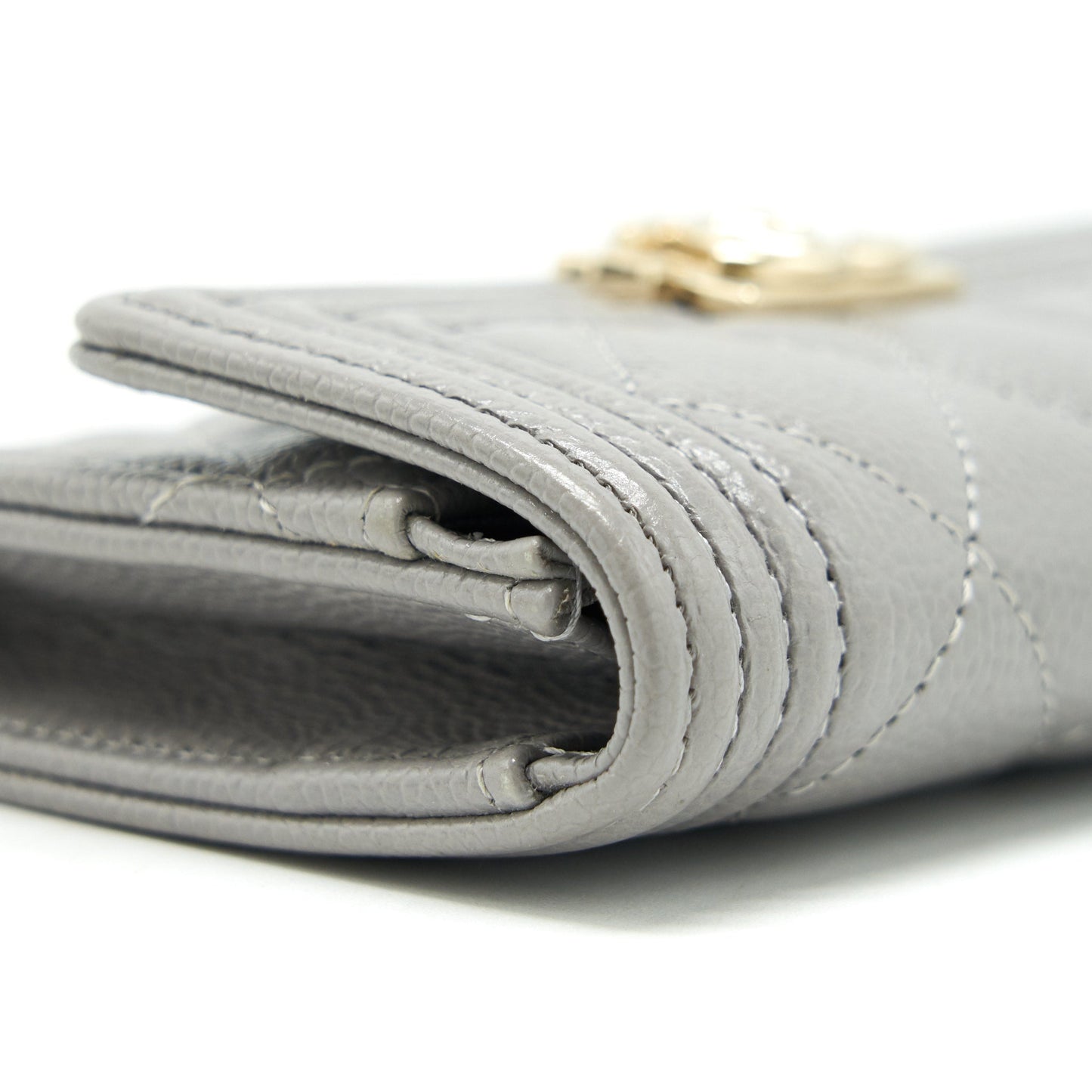 Chanel Boy Flap card holder Caviar light Grey L