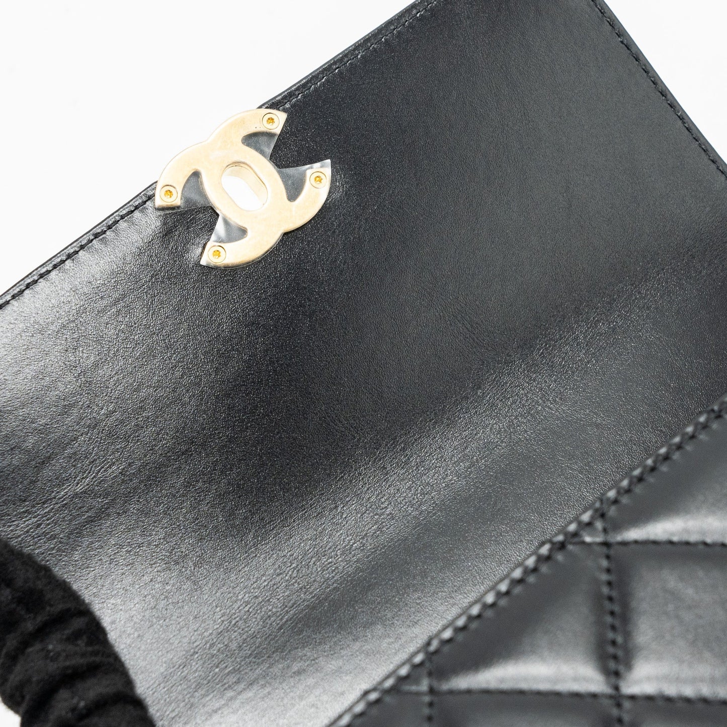 Chanel 24c Gold Crush Mini Flap Bag Calfskin Black  (Microchip)