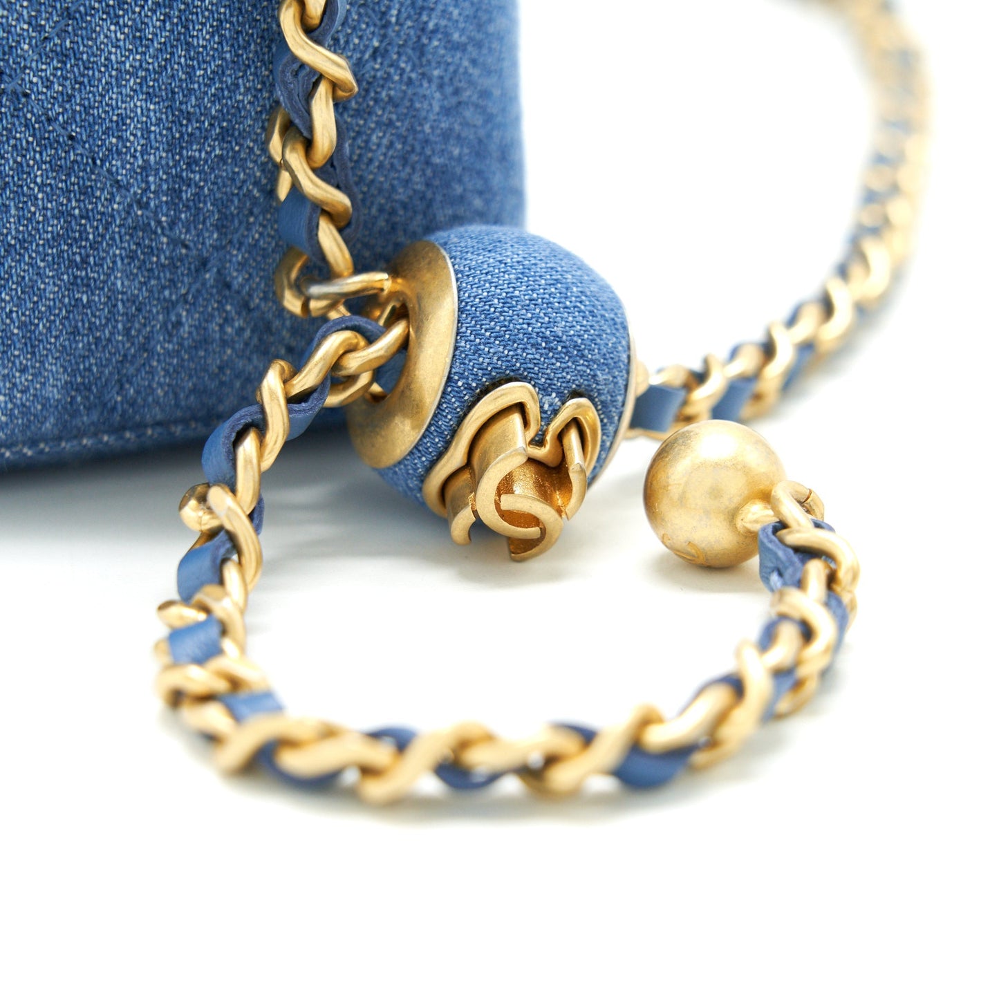 Chanel 22C Pearl Crush mini Vanity with Chain Denim