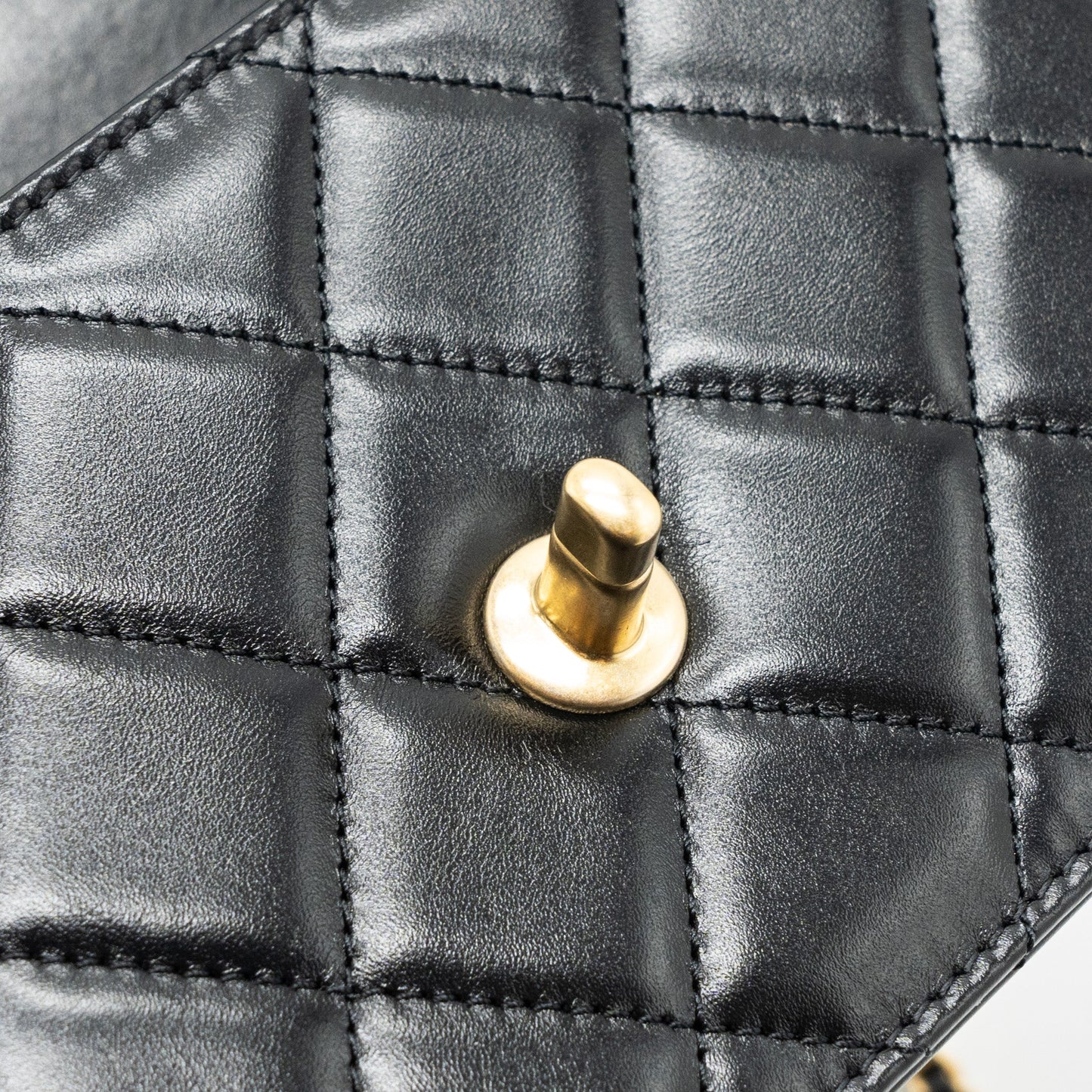 Chanel 24c Gold Crush Mini Flap Bag Calfskin Black  (Microchip)